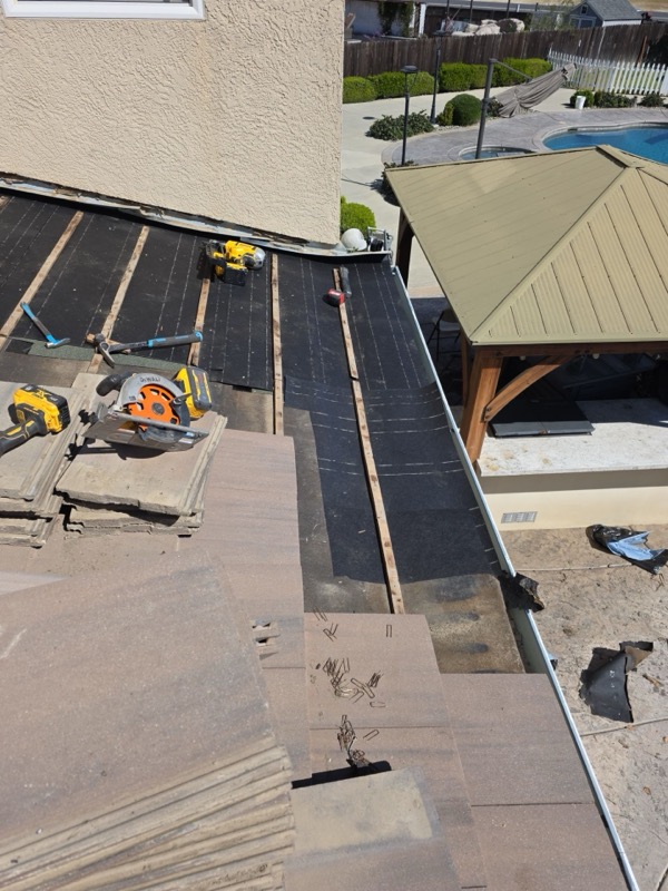 Eave edge rebuilt with new decking and underlayment